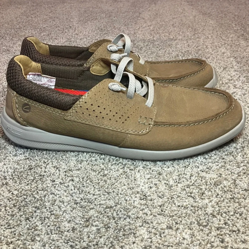 Clarks Gorwin Moc Men Dark Sand Nubuck Leather Boat Shoes Loafers Size 9 M